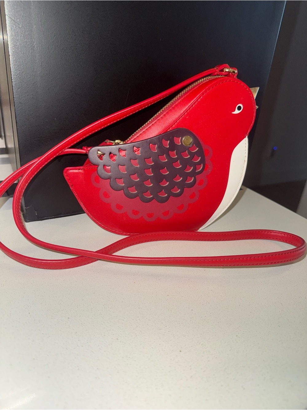 kate spade Red and White Bird Crossbody Bag